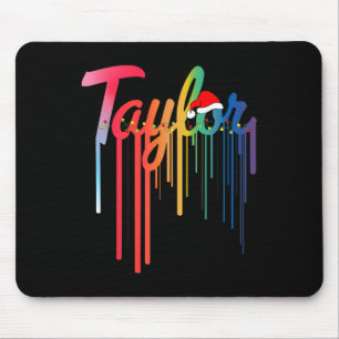 Taylor Vorname Weihnachtsmannmütze Colorful Print Mousepad