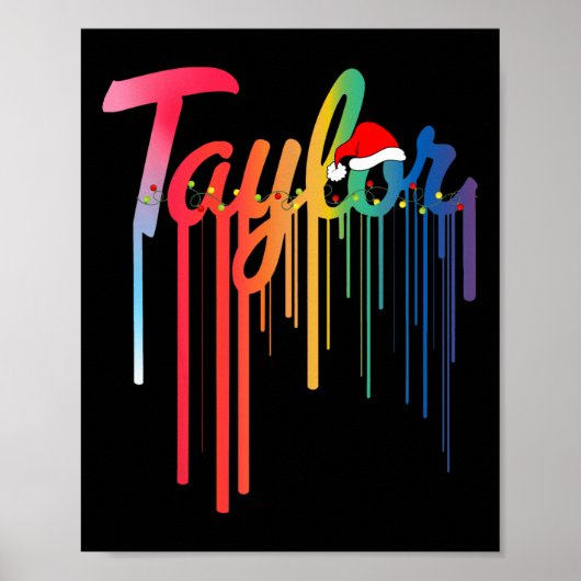 Taylor Vorname Weihnachtsmannmütze Colorful Print Poster (Vorne)