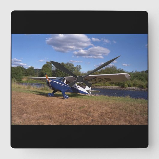 Taylorcraft, BC-12D, Luftfahrt 1946_Classic Quadratische Wanduhr (Vorderseite)