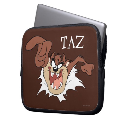 TAZ™ Burning Through Page Laptopschutzhülle (Vorderseite Links)