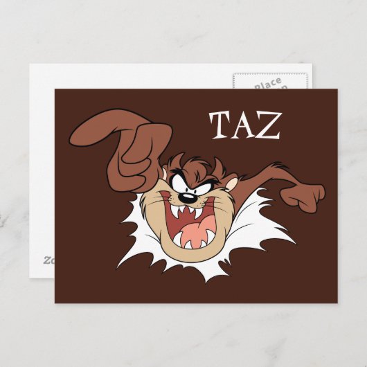 TAZ™ Burning Through Page Postkarte (Vorne/Hinten)