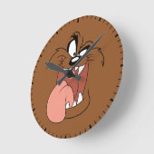 TAZ™ Crazy Smile Runde Wanduhr (Winkel)
