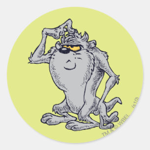 TAZ™ Denken künstlerisches Design Runder Aufkleber