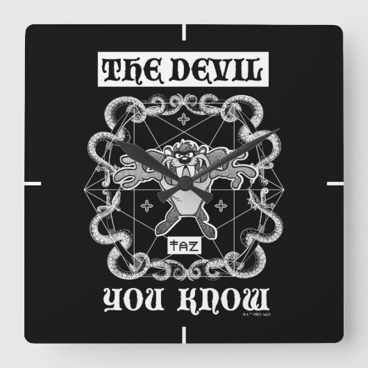 TAZ™ Der Teufel, den Sie kennen Quadratische Wanduhr (Vorderseite)