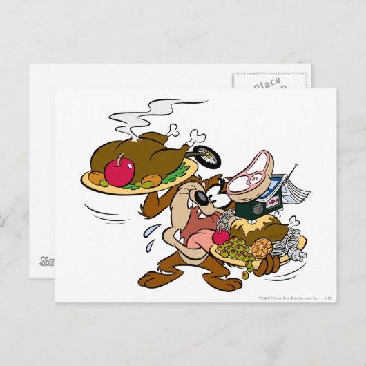 TAZ™ Erntedank-Teller Feiertagspostkarte (Vorne/Hinten)