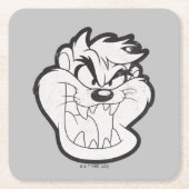 TAZ™ Evil Grin Abzeichen Rechteckiger Pappuntersetzer (Vorderseite)