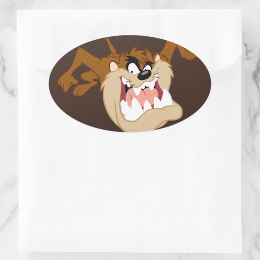 TAZ™ Evil Grin Ovaler Aufkleber (Tasche)