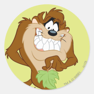 TAZ™ hält ein Blatt Runder Aufkleber