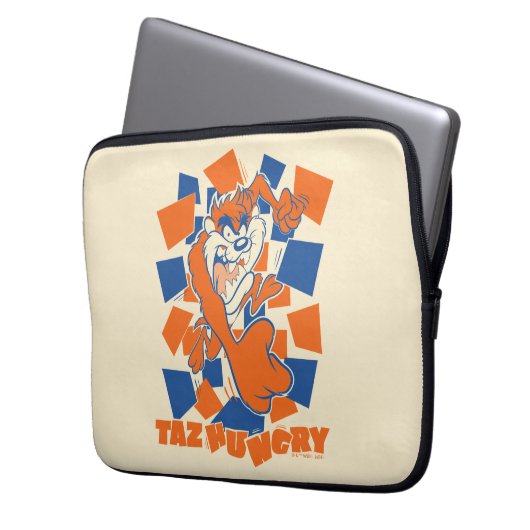 TAZ™ Hungry Smashing durch Schachbrett Laptopschutzhülle (Vorderseite Links)