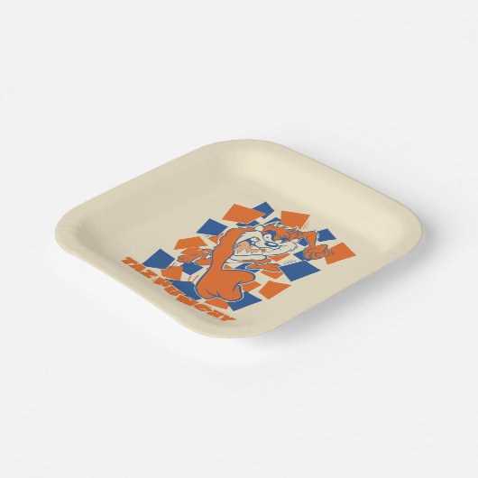 TAZ™ Hungry Smashing durch Schachbrett Pappteller (Gewinkelt)