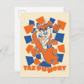 TAZ™ Hungry Smashing durch Schachbrett Postkarte (Vorne/Hinten)