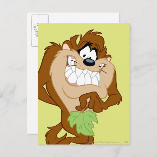 TAZ™ mit Blättern Postkarte (Vorne/Hinten)