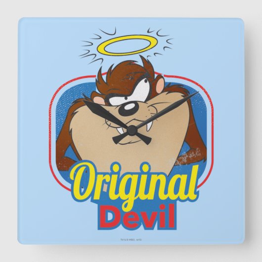 TAZ™ Original Devil Quadratische Wanduhr (Vorderseite)