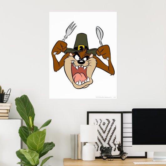 TAZ™ Pilgrim-Erntedank in Farbe Poster (Heimbüro)