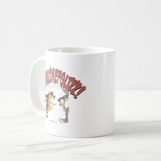 TAZ™ ruft bei BUGS BUNNY™: "Bitte wie ich?" Kaffeetasse (Vorderseite Links)
