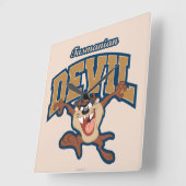 TAZ™ Tasmanian Devil Patch Quadratische Wanduhr (Winkel)