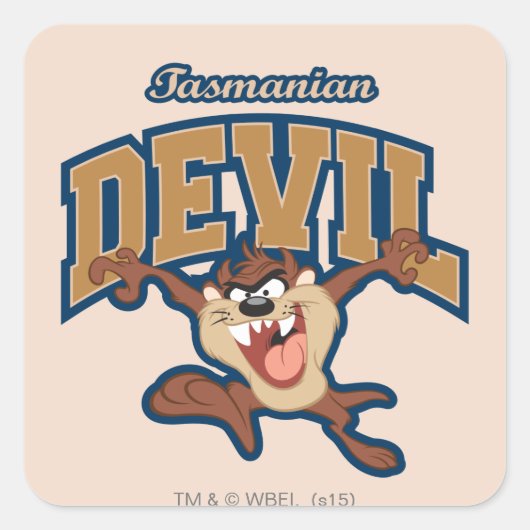 TAZ™ Tasmanian Devil Patch Quadratischer Aufkleber (Vorderseite)