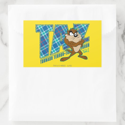 TAZ™ Tornado Rechteckiger Aufkleber (Tasche)