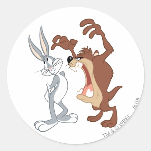TAZ™ und BUGS BUNNY™ Nicht einmal Flinching - Farb Runder Aufkleber (Vorderseite)