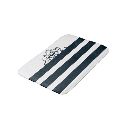 TAZ™ versteckt sich in Streifen Badematte (Schrägansicht)