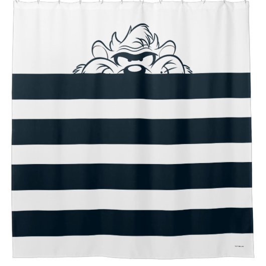 TAZ™ versteckt sich in Streifen Duschvorhang (Vorderseite)