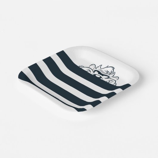 TAZ™ versteckt sich in Streifen Pappteller (Gewinkelt)