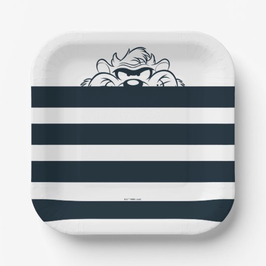 TAZ™ versteckt sich in Streifen Pappteller (Vorderseite)