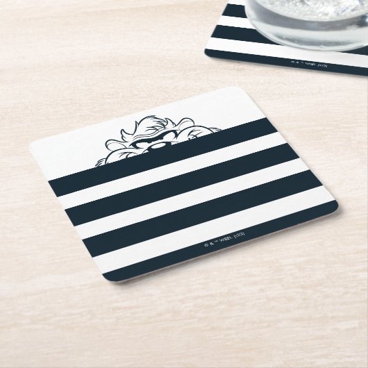 TAZ™ versteckt sich in Streifen Rechteckiger Pappuntersetzer (angewinkelt)