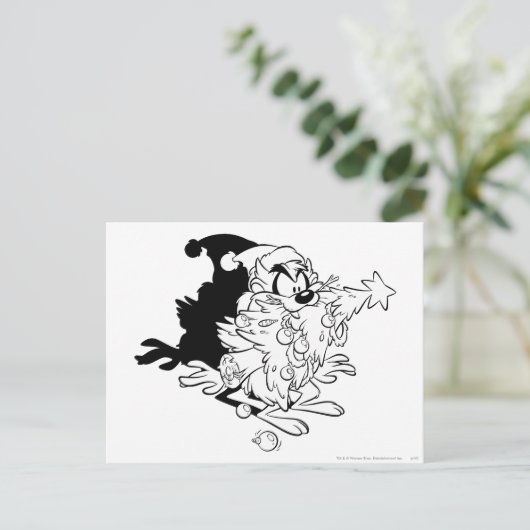 TAZ™ - Weihnachtsbaum Feiertagspostkarte (Stehend Vorderseite)