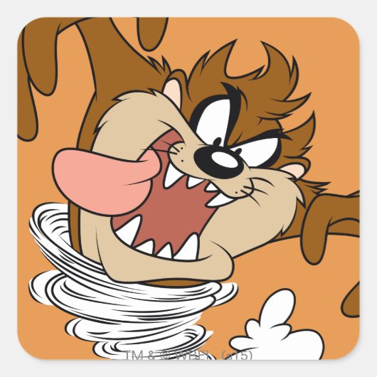 TAZ™ Whirling Tornado Quadratischer Aufkleber (Vorderseite)