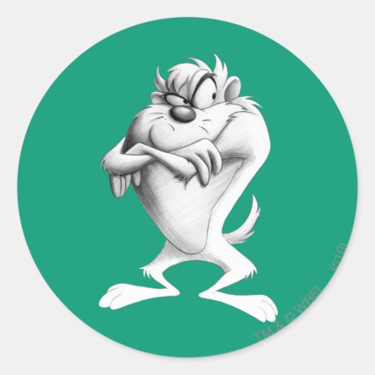 TAZ™ Zeichnend Runder Aufkleber (Vorderseite)