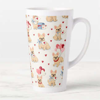 Taza adorable de Bulldog Francés con corazones. Milchtasse