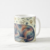 Taza Artística Relájate & Libros Perro Durmiendo Kaffeetasse (VorderseiteRechts)