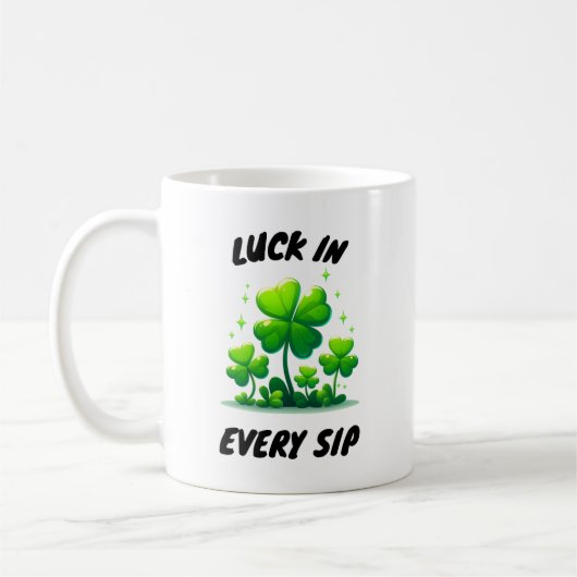 Taza blanca clásica de café diseño trébol kaffeetasse (Links)