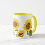 Taza blanca de girasoles amarillos tasse (VorderseiteRechts)