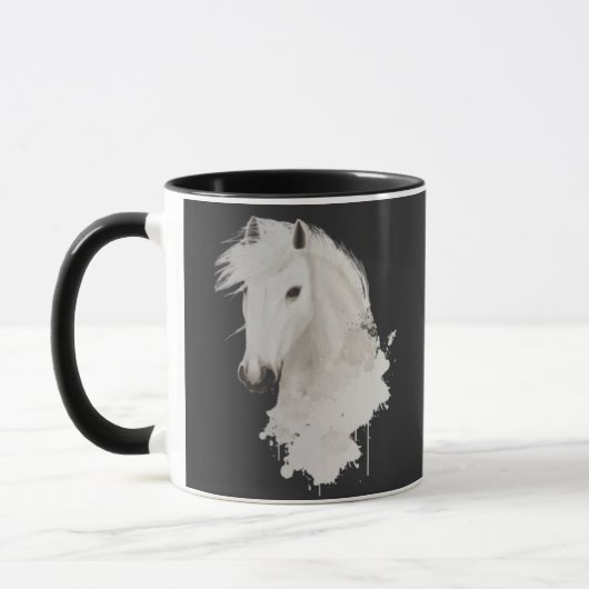 TAZA CABALLO BLANCO CON FONDO NEGRO TASSE (Links)