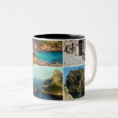 Taza collage isla de Mallorca, Majorca Zweifarbige Tasse (VorderseiteRechts)