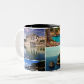 Taza collage isla de Mallorca, Majorca Zweifarbige Tasse (Vorderseite Links)