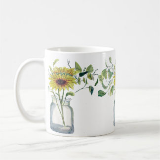 Taza con diseño de florero y margarita kaffeetasse