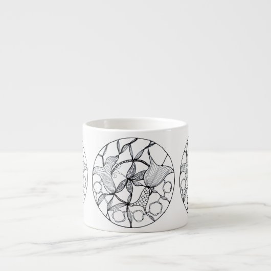 Taza con diseño de flores y mariposa abstracta espressotasse (Vorderseite)