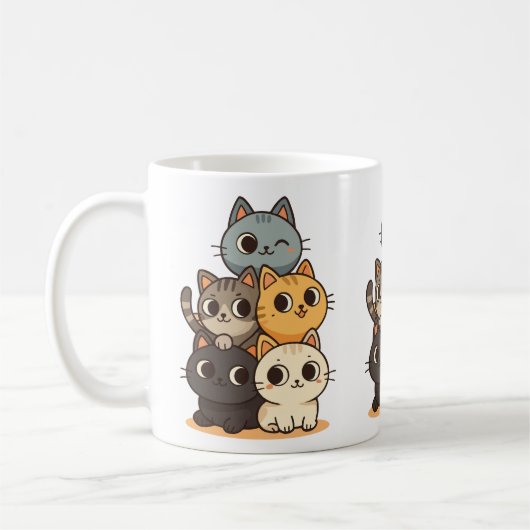 Taza con gatitos dibujado a mano. kaffeetasse (Links)