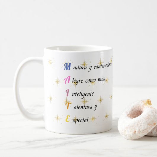Taza con nombre de Maite personalizado Kaffeetasse (Mit Donut)