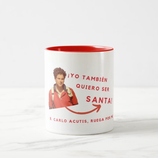 Taza con oracion A Carlo Acutis Zweifarbige Tasse (Mittel)
