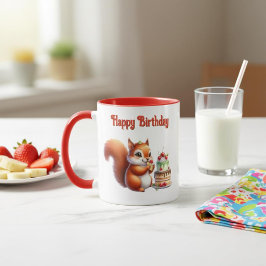 Taza Cumpleaños Ardillita con Torta  Tasse