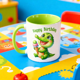 Taza Cumpleaños Cocodrilo Kawaii con Helado Tasse