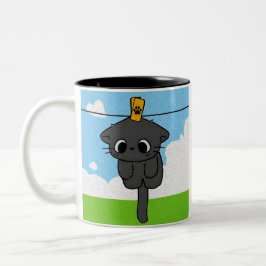Taza. Cute cat. Clothesline Zweifarbige Tasse