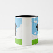 Taza. Cute cat. Clothesline Zweifarbige Tasse (Mittel)