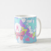Taza de café de mariposas Monogram Name & Initial Kaffeetasse (VorderseiteRechts)
