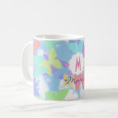 Taza de café de mariposas Monogram Name & Initial Kaffeetasse (Vorderseite Links)