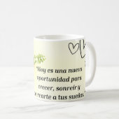 Taza de cafe diseño girasol y frace motivadora kaffeetasse (VorderseiteRechts)